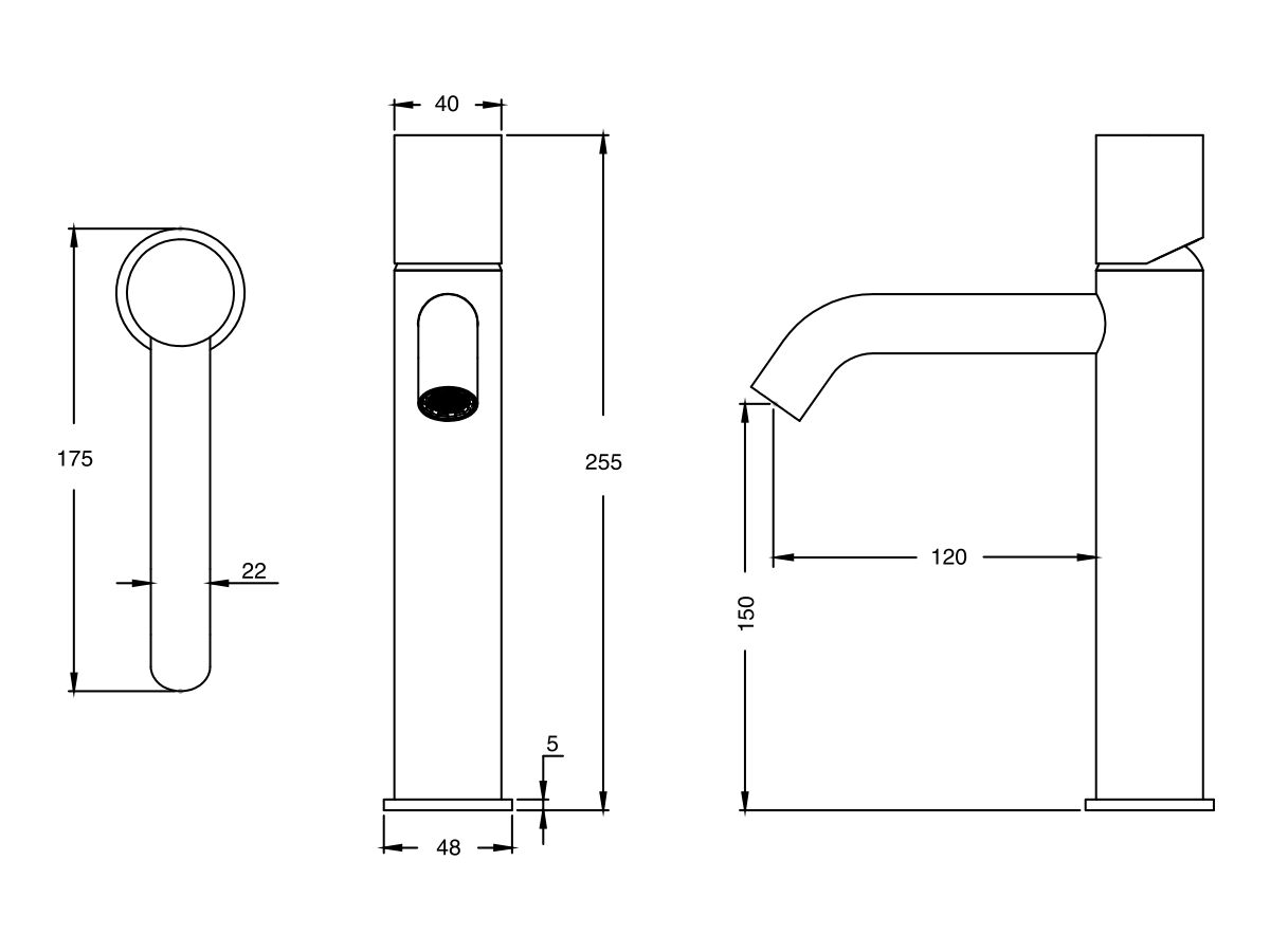 Reece Milli Pure Medium Height Basin Mixer Tap Curved Spout With Cirque Textured Handle Chrome (5 Star)