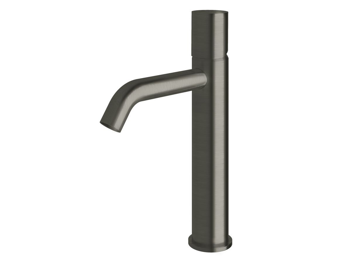 reece Milli Pure Medium Height Basin Mixer Tap Curved Spout PVD Brushed Gunmetal (5 Star)