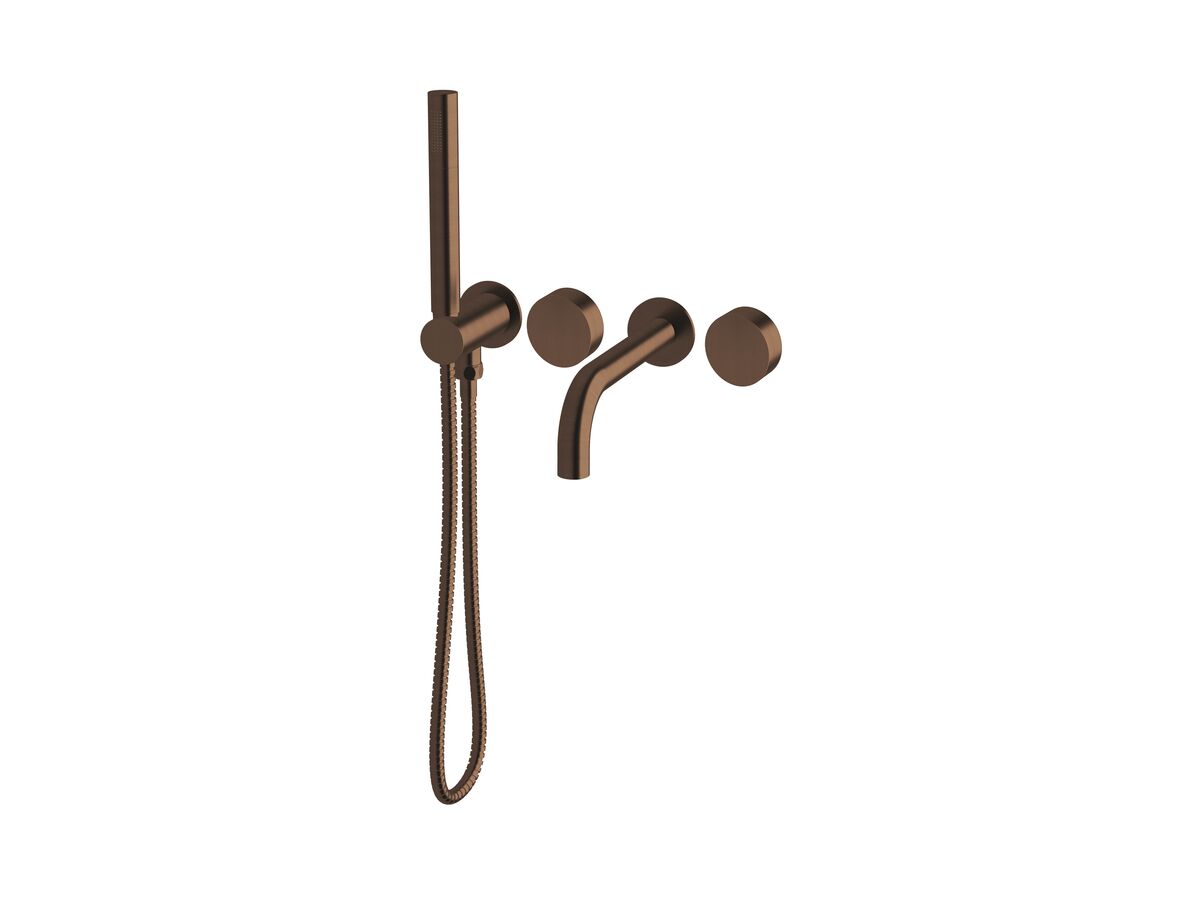 reece Milli Pure Progressive Bath Mixer Tap System 250mm with Handshower Right Hand PVD Brushed Bronze (3 Star)
