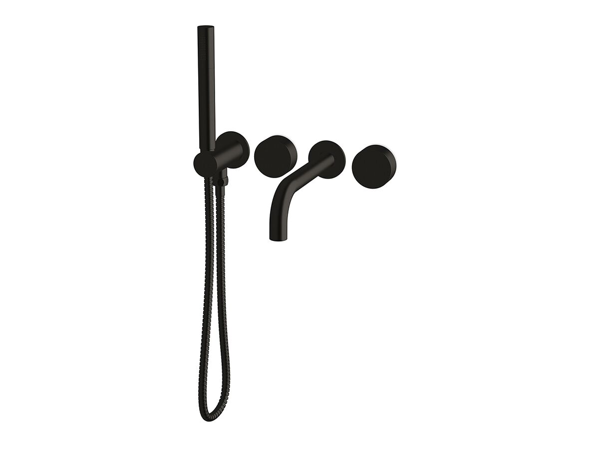 reece Milli Pure Progressive Bath Mixer Tap System 250mm with Handshower Right Hand PVD Matte Black (3 Star)