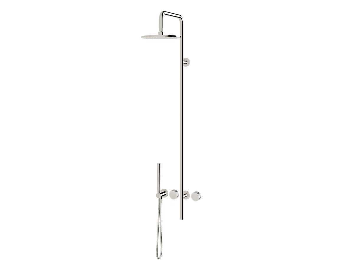 reece Milli Pure Progressive Column Shower Mixer Tap System 180mm with Handshower Right Hand and Diamond Textured Handles Chrome (3 Star)
