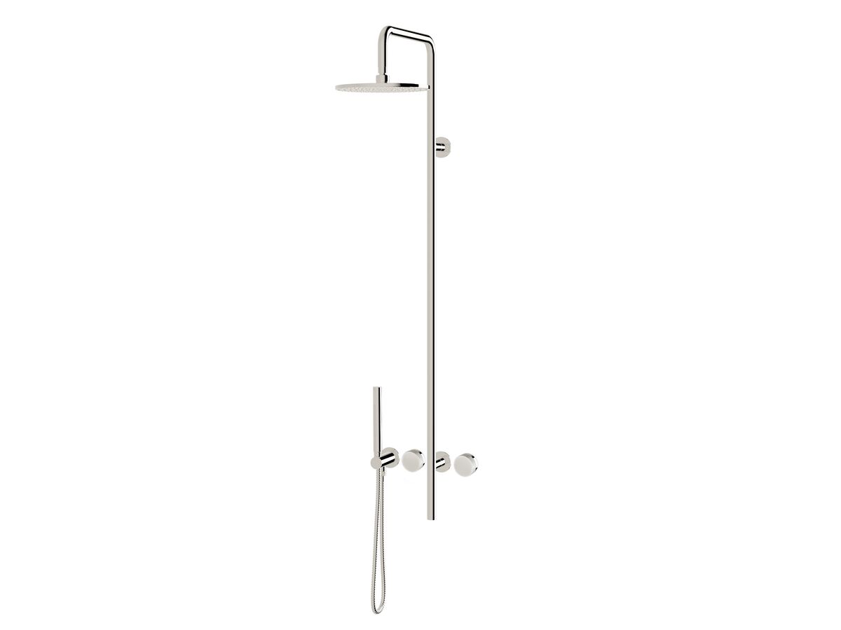 reece Milli Pure Progressive Column Shower Mixer Tap System 180mm with Handshower Right Hand and Linear Textured Handles Chrome (3 Star)