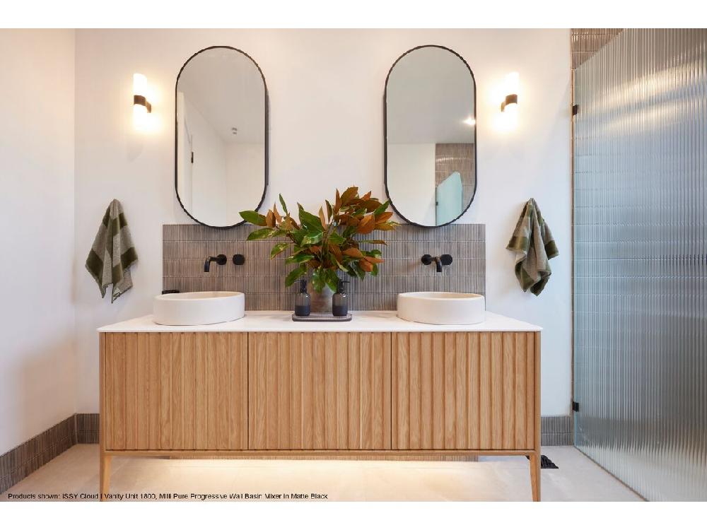 Reece Milli Pure Progressive Wall Basin Mixer Tap System 200mm PVD Brushed Gold (3 Star)