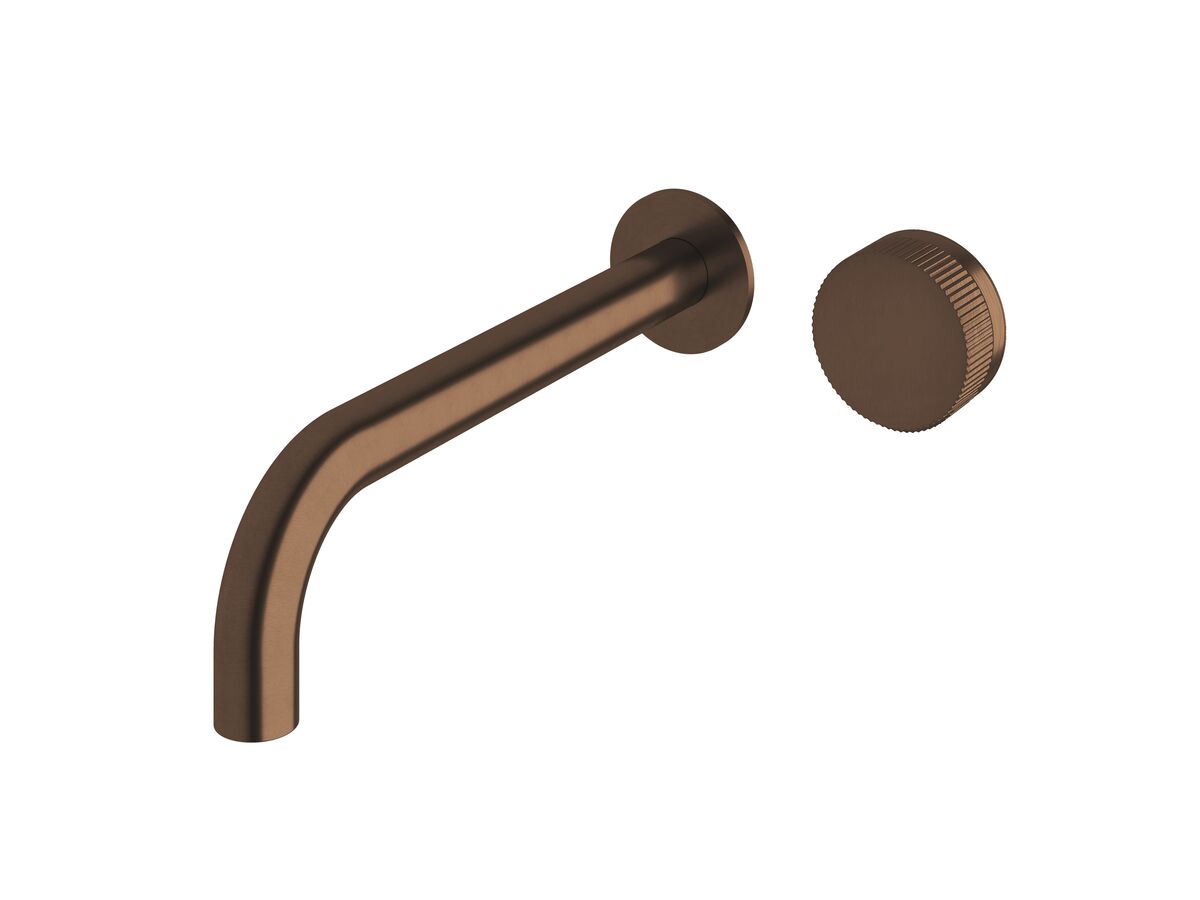 reece Milli Pure Progressive Wall Basin Mixer Tap System 250mm with Linear Textured Handle PVD Brushed Bronze (3 Star)