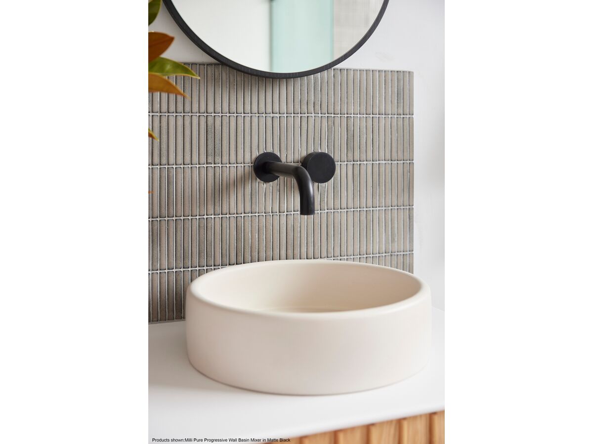 Reece Milli Pure Progressive Wall Basin Mixer Tap System 200mm PVD Matte Black (3 Star)