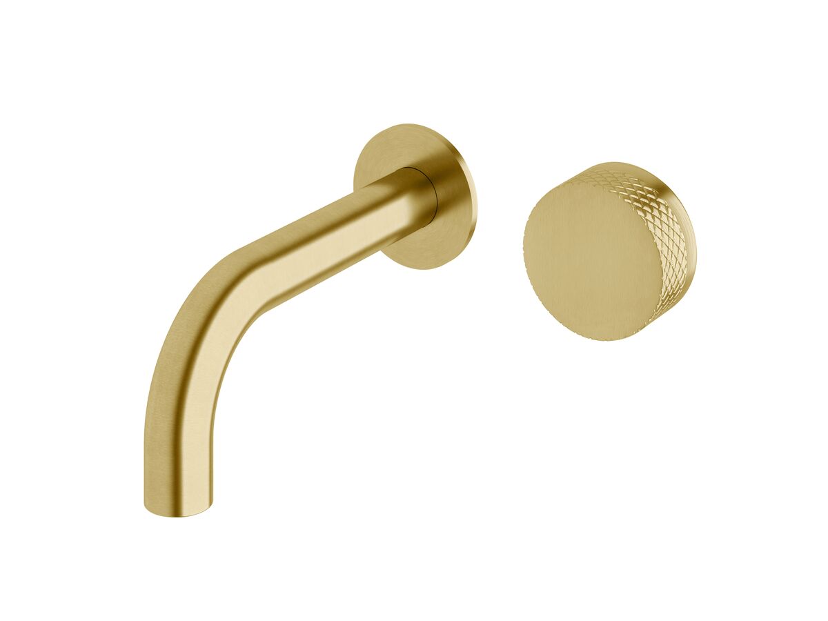 reece Milli Pure Progressive Wall Basin Mixer Tap System 160mm with Diamond Textured Handle PVD Brushed Gold (3 Star)