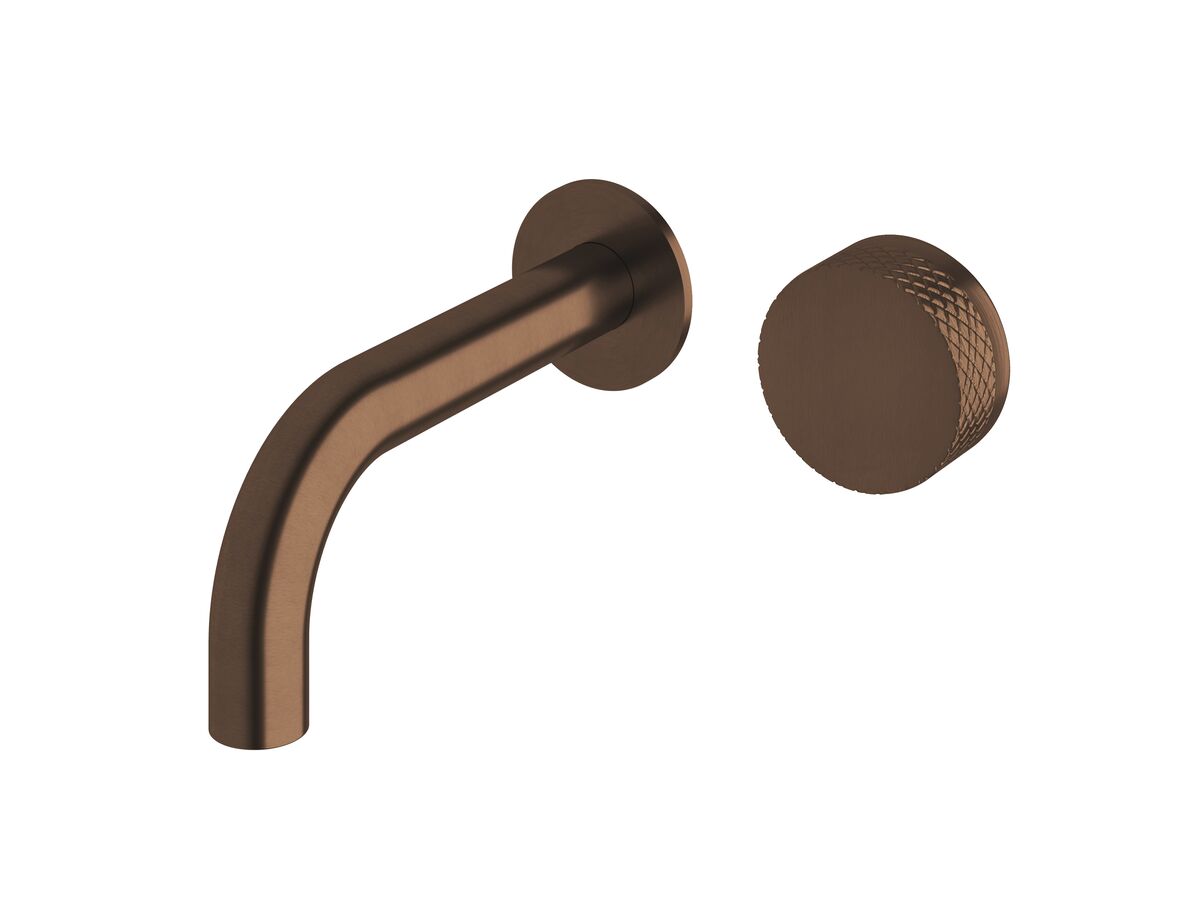 reece Milli Pure Progressive Wall Basin Mixer Tap System 160mm with Diamond Textured Handle PVD Brushed Bronze (3 Star)
