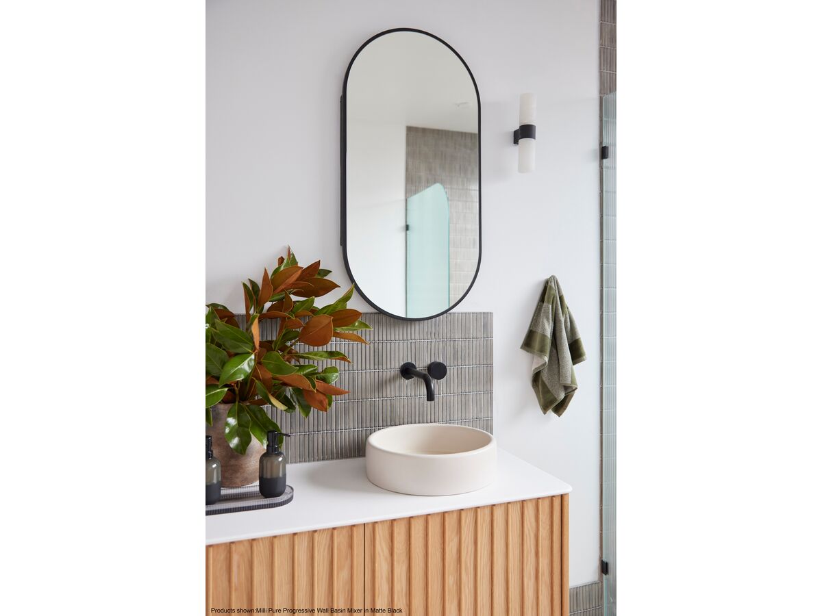 Reece Milli Pure Progressive Wall Basin Mixer Tap System 250mm With Diamond Textured Handle PVD Brushed Bronze (3 Star)