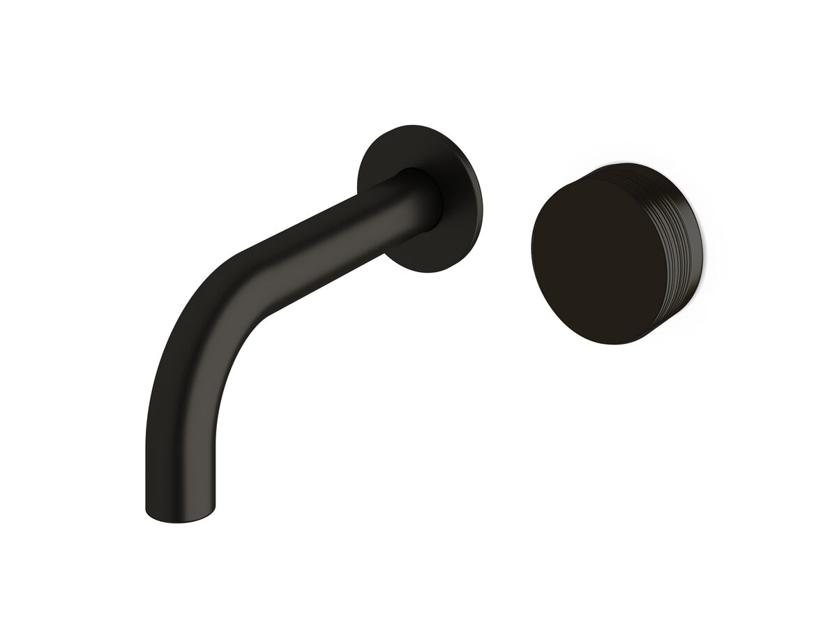 reece Milli Pure Progressive Wall Basin Mixer Tap System 160mm with Cirque Textured Handle PVD Matte Black (3 Star)