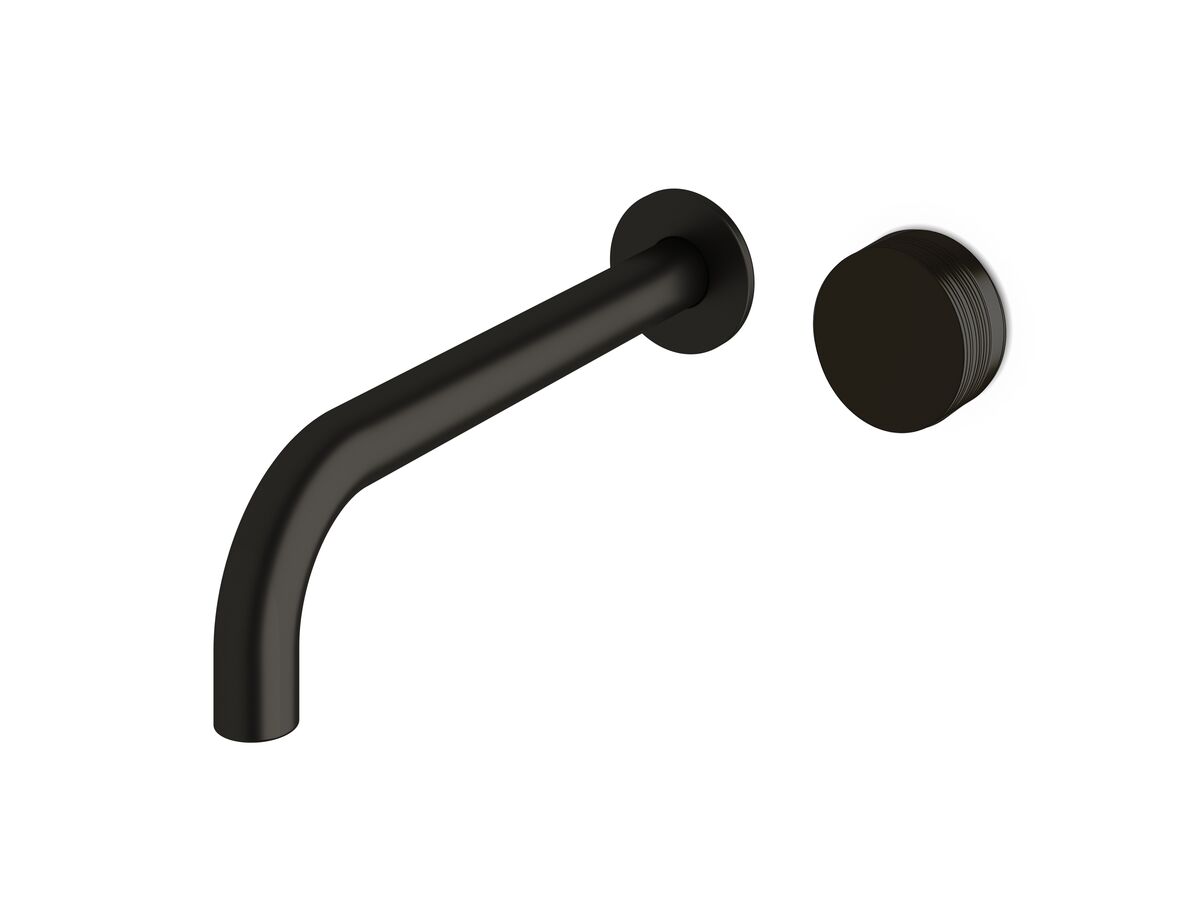 reece Milli Pure Progressive Wall Basin Mixer Tap System 250mm with Cirque Textured Handle PVD Matte Black (3 Star)