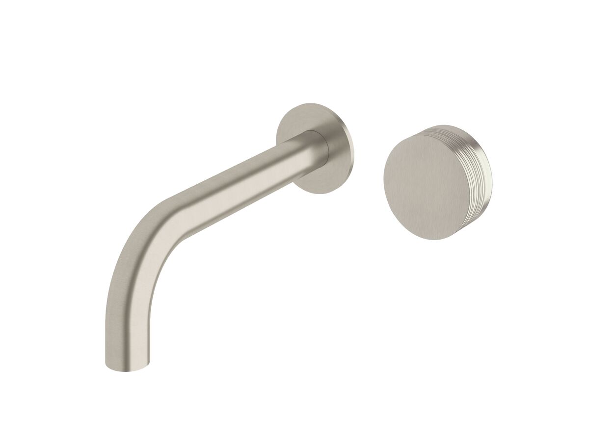 reece Milli Pure Progressive Wall Basin Mixer Tap System 200mm with Cirque Textured Handle PVD Brushed Nickel (3 Star)