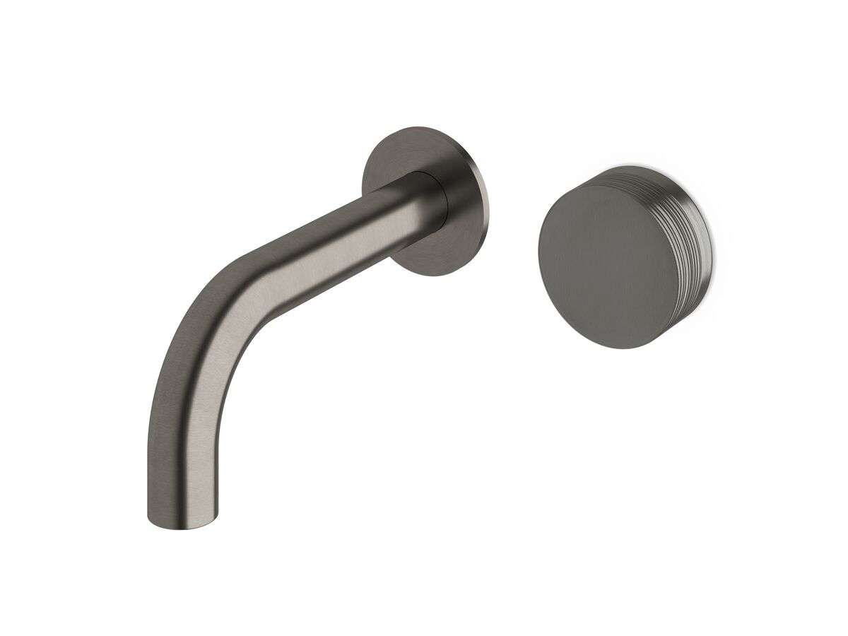 reece Milli Pure Progressive Wall Basin Mixer Tap System 160mm with Cirque Textured Handle PVD Brushed Gunmetal (3 Star)