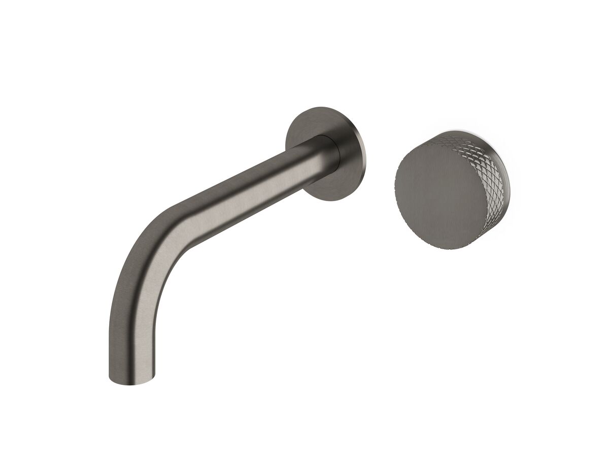 reece Milli Pure Progressive Wall Basin Mixer Tap System 200mm with Diamond Textured Handle PVD Brushed Gunmetal (3 Star)