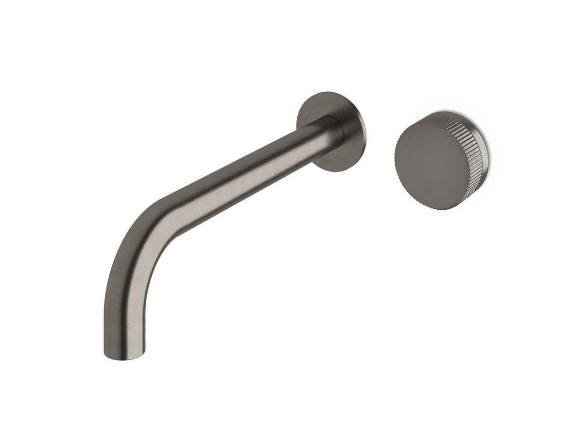 reece Milli Pure Progressive Wall Basin Mixer Tap System 250mm with Linear Textured Handle PVD Brushed Gunmetal (3 Star)