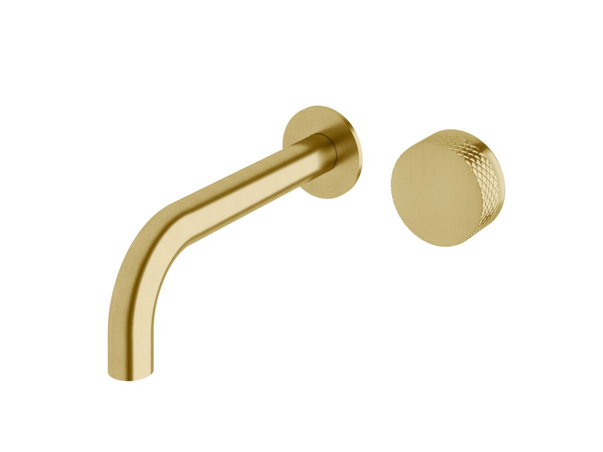 reece Milli Pure Progressive Wall Bath Mixer Tap System 200mm with Diamond Textured Handle PVD Brushed Gold