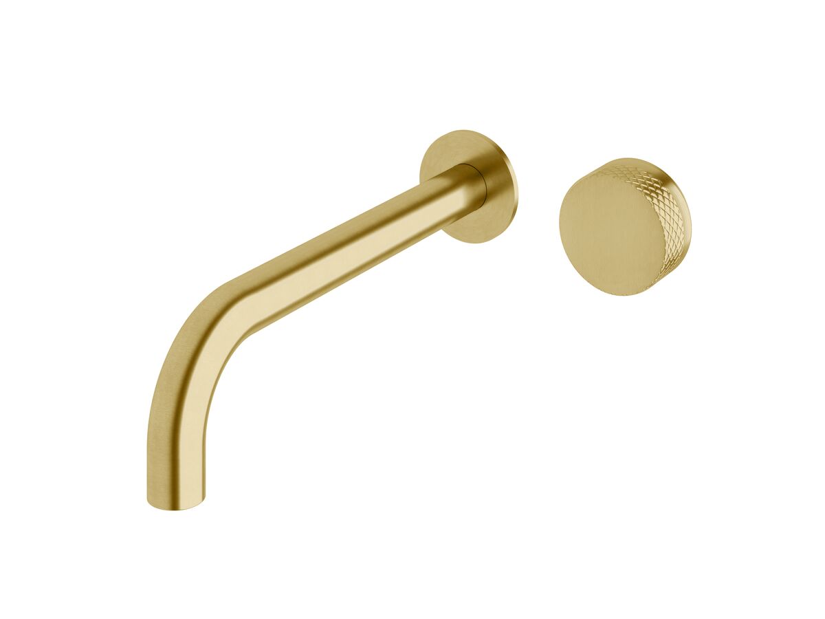 reece Milli Pure Progressive Wall Bath Mixer Tap System 250mm with Diamond Textured Handle PVD Brushed Gold