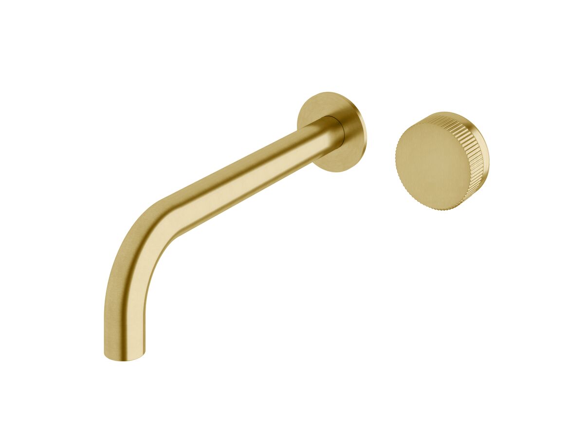 reece Milli Pure Progressive Wall Bath Mixer Tap System 250mm with Linear Textured Handle PVD Brushed Gold