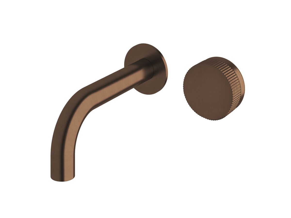 reece Milli Pure Progressive Wall Bath Mixer Tap System 160mm with Linear Textured Handle PVD Brushed Bronze