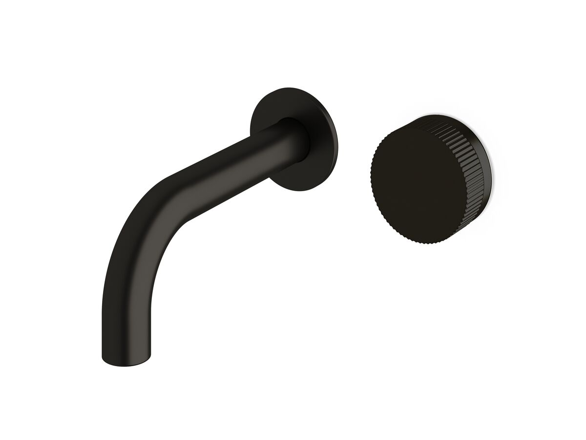 reece Milli Pure Progressive Wall Bath Mixer Tap System 160mm with Linear Textured Handle PVD Matte Black