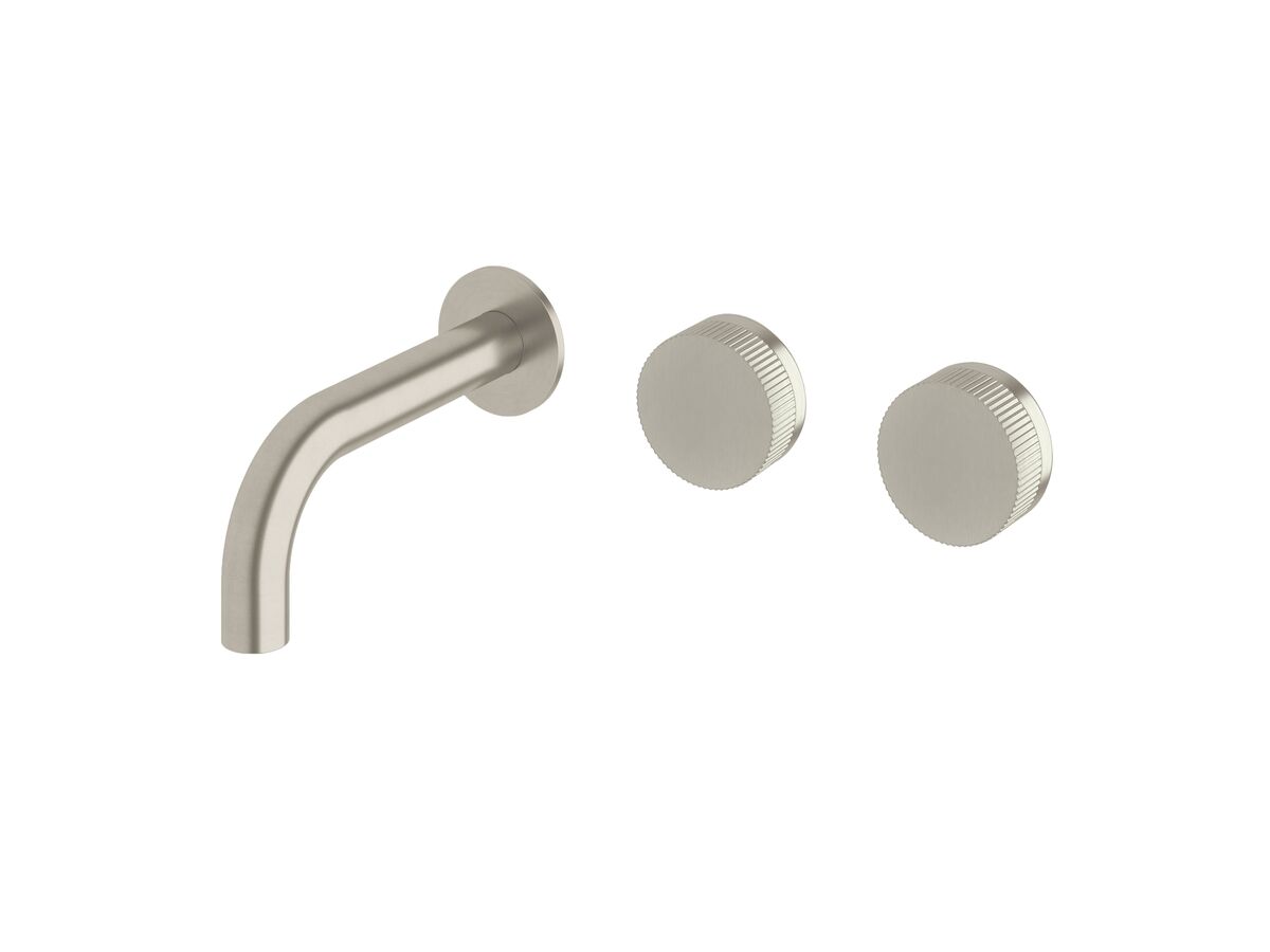 reece Milli Pure Wall Basin Hostess System 160mm Right Hand with Linear Textured Handles PVD Brushed Nickel (3 Star)