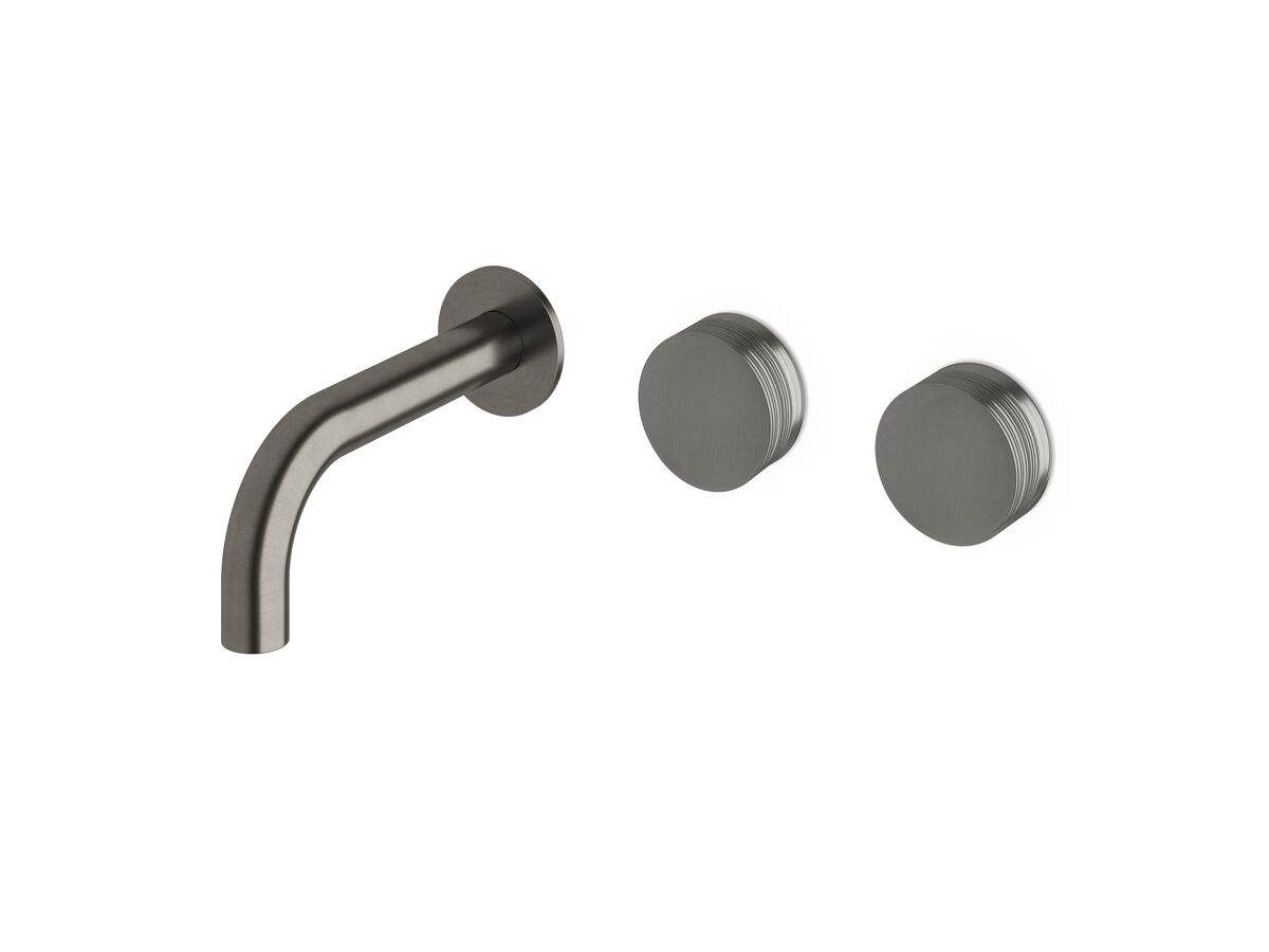 reece Milli Pure Wall Basin Hostess System 160mm Right Hand with Cirque Textured Handles PVD Brushed Gunmetal (3 Star)