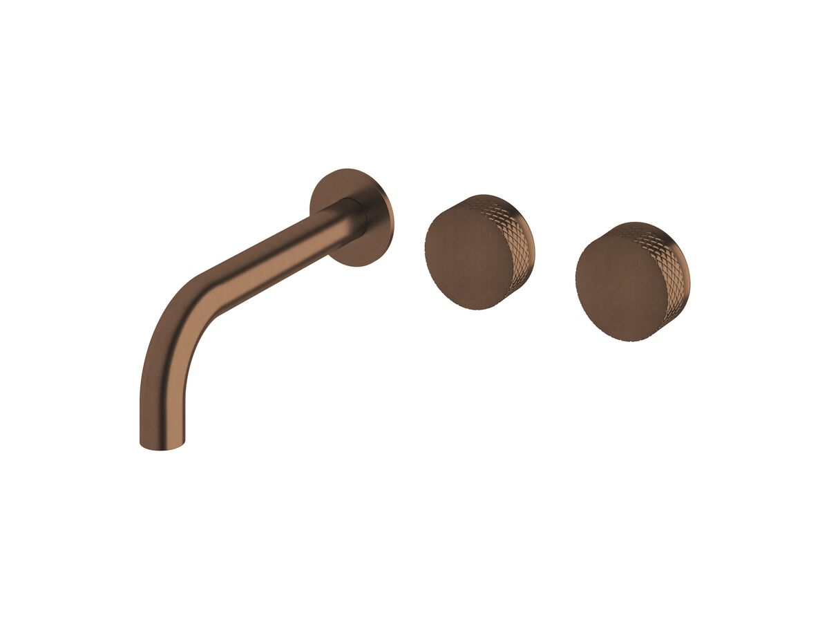 reece Milli Pure Wall Basin Hostess System 200mm Right Hand with Diamond Textured Handles PVD Brushed Bronze (3 Star)