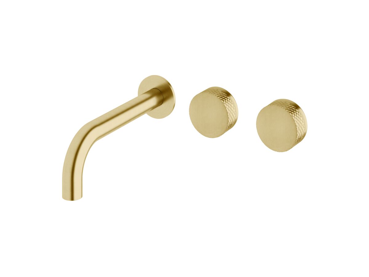 reece Milli Pure Wall Basin Hostess System 200mm Right Hand with Diamond Textured Handles PVD Brushed Gold (3 Star)