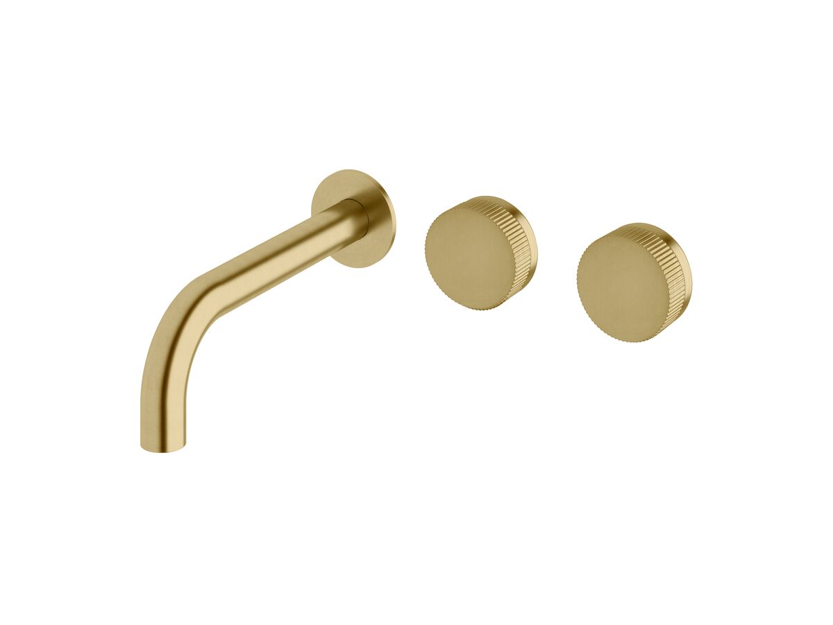 reece Milli Pure Wall Basin Hostess System 200mm Right Hand with Linear Textured Handles PVD Brushed Gold (3 Star)