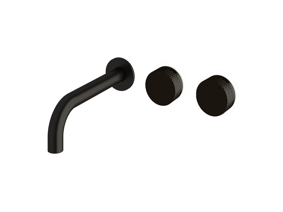 reece Milli Pure Wall Basin Hostess System 200mm Right Hand with Diamond Textured Handles PVD Matte Black (3 Star)