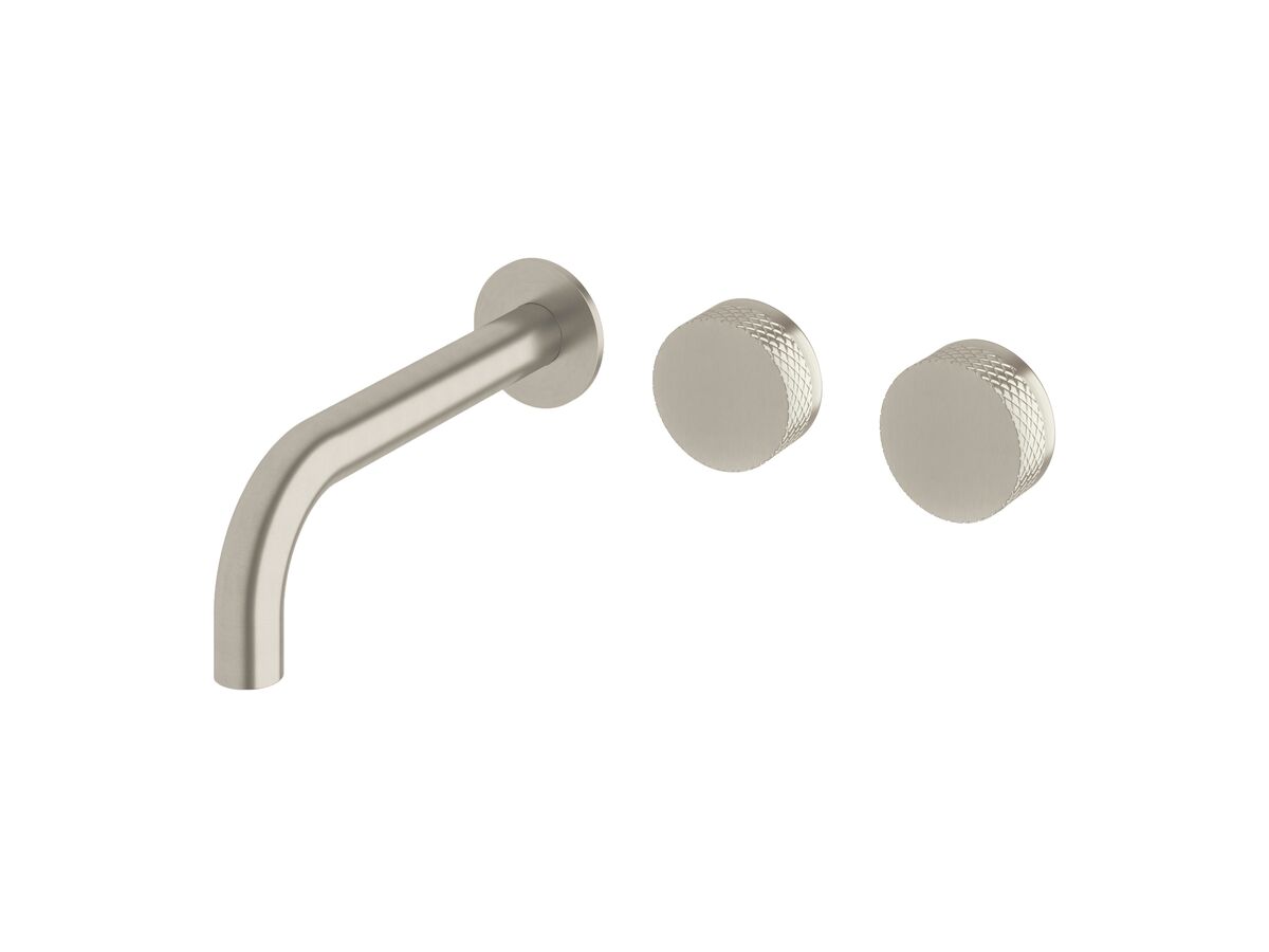 reece Milli Pure Wall Basin Hostess System 200mm Right Hand with Diamond Textured Handles PVD Brushed Nickel (3 Star)