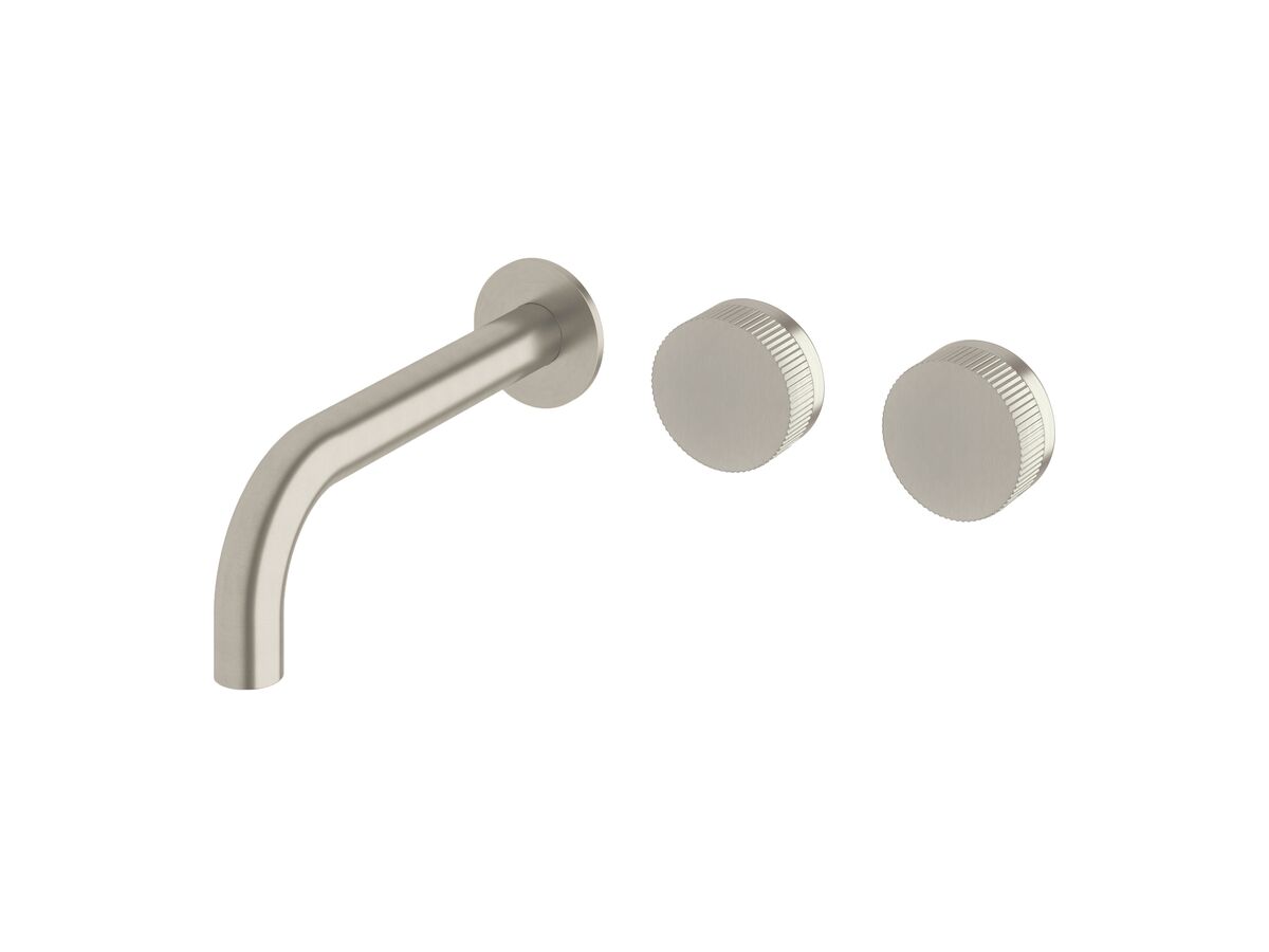 reece Milli Pure Wall Basin Hostess System 200mm Right Hand with Linear Textured Handles PVD Brushed Nickel (3 Star)