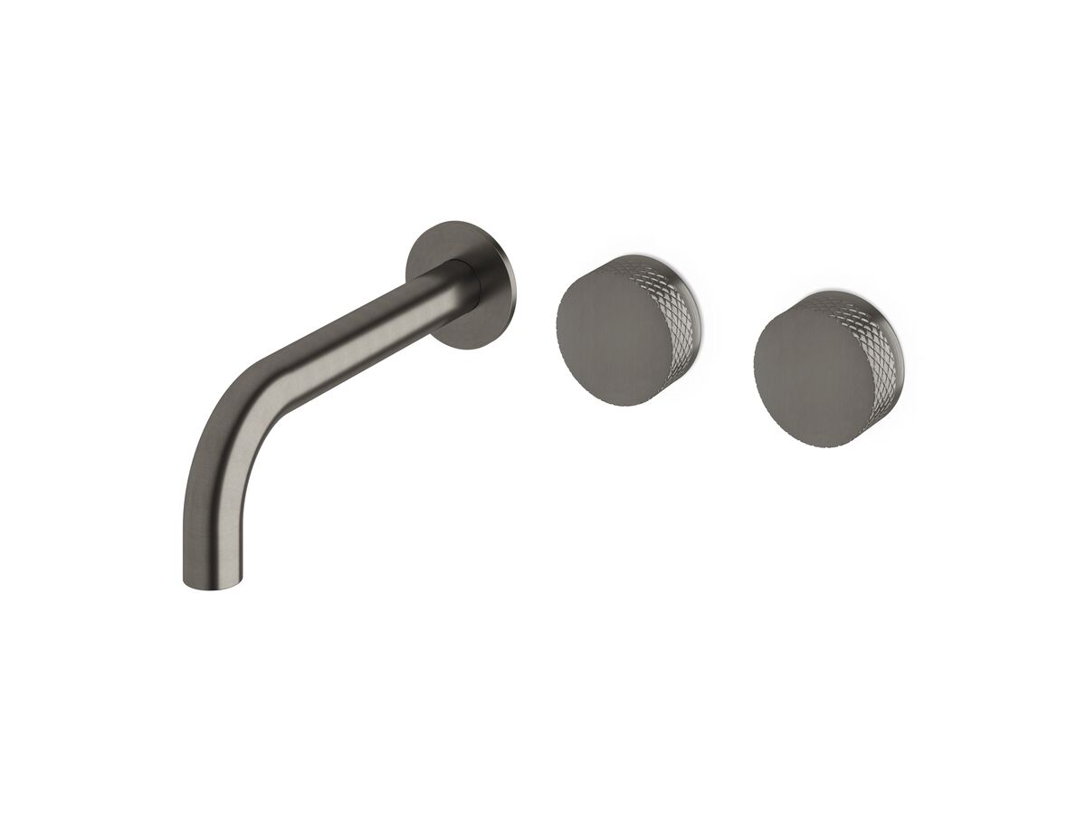 reece Milli Pure Wall Basin Hostess System 200mm Right Hand with Diamond Textured Handles PVD Brushed Gunmetal (3 Star)