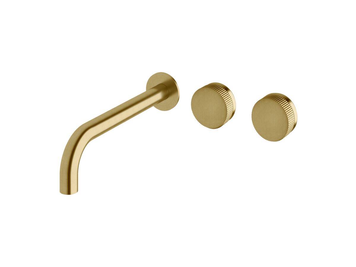 reece Milli Pure Wall Basin Hostess System 250mm Right Hand with Linear Textured Handles PVD Brushed Gold (3 Star)