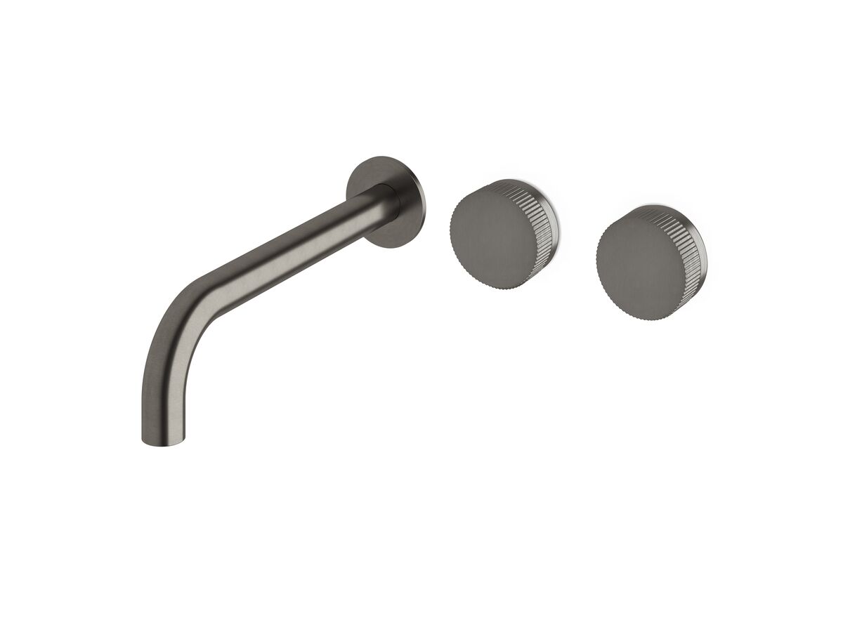 reece Milli Pure Wall Basin Hostess System 250mm Right Hand with Linear Textured Handles PVD Brushed Gunmetal (3 Star)
