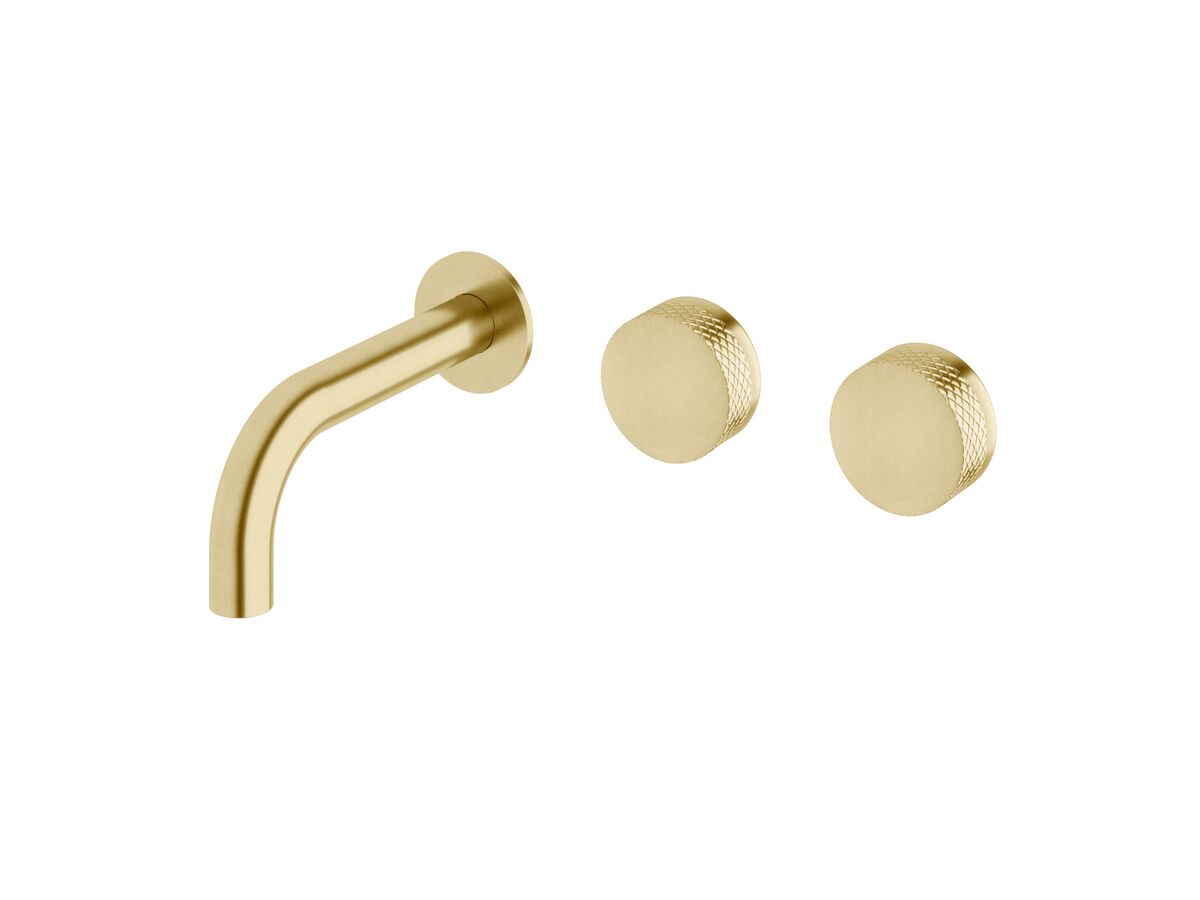 reece Milli Pure Wall Bath Hostess System 160mm Right Hand with Diamond Textured Handles PVD Brushed Gold