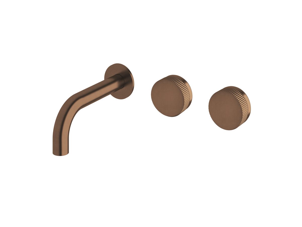 reece Milli Pure Wall Bath Hostess System 160mm Right Hand with Linear Textured Handles PVD Brushed Bronze