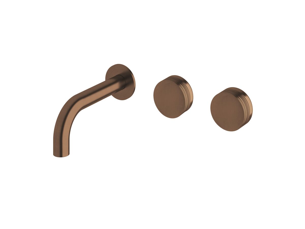 reece Milli Pure Wall Bath Hostess System 160mm Right Hand with Cirque Textured Handles PVD Brushed Bronze