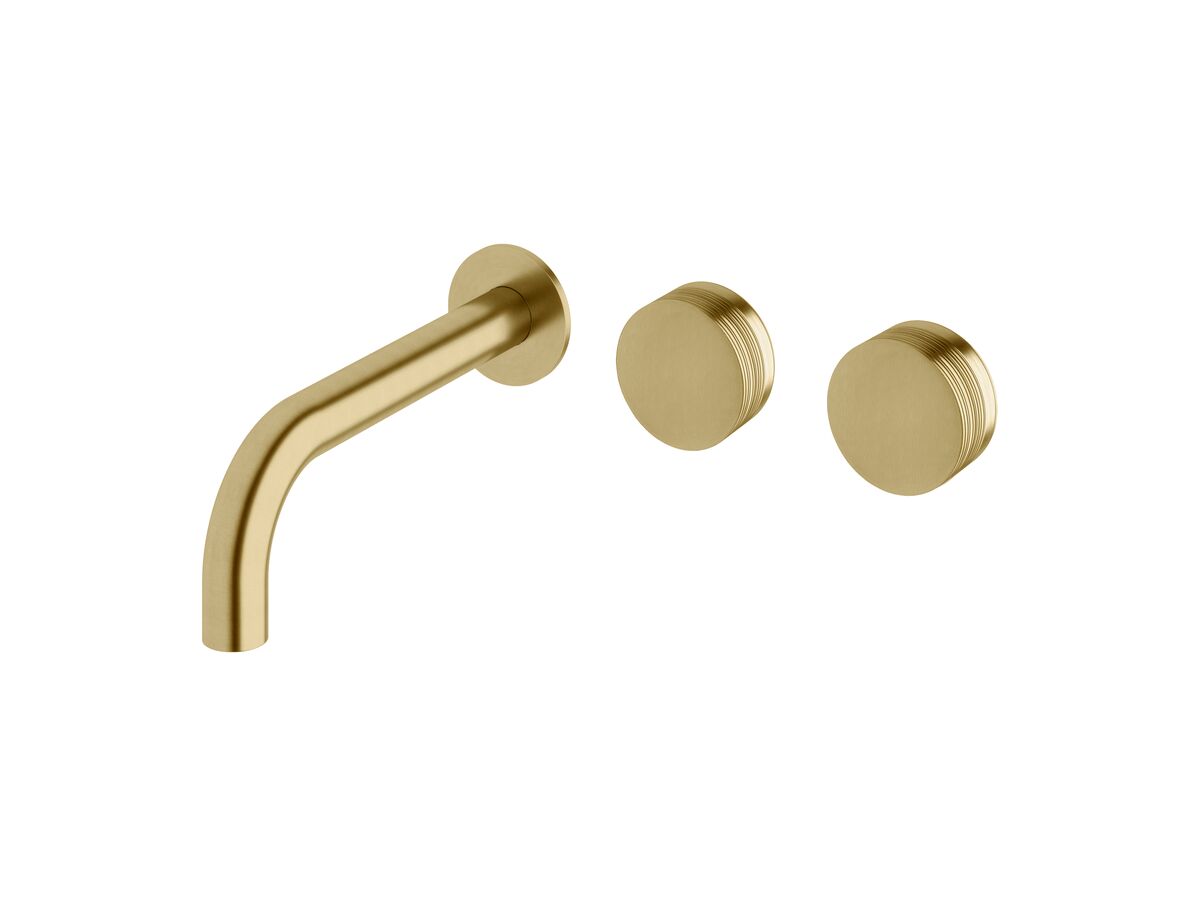 reece Milli Pure Wall Bath Hostess System 200mm Right Hand with Cirque Textured Handles PVD Brushed Gold