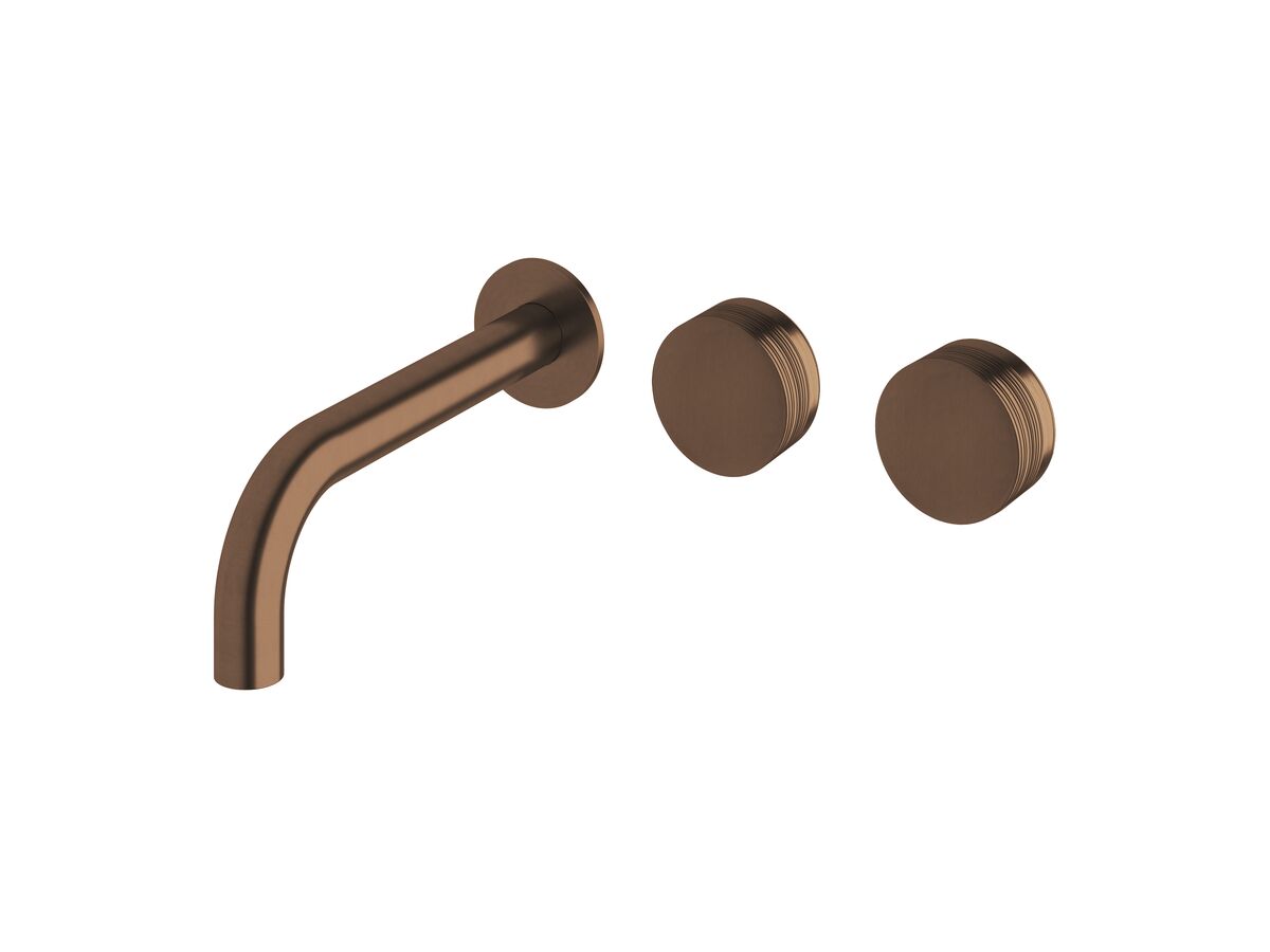 reece Milli Pure Wall Bath Hostess System 200mm Right Hand with Cirque Textured Handles PVD Brushed Bronze