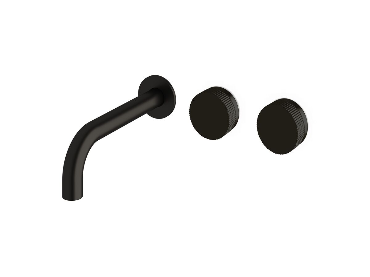 reece Milli Pure Wall Bath Hostess System 200mm Right Hand with Linear Textured Handles PVD Matte Black