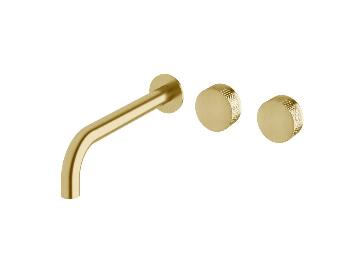reece Milli Pure Wall Bath Hostess System 250mm Right Hand with Diamond Textured Handles PVD Brushed Gold