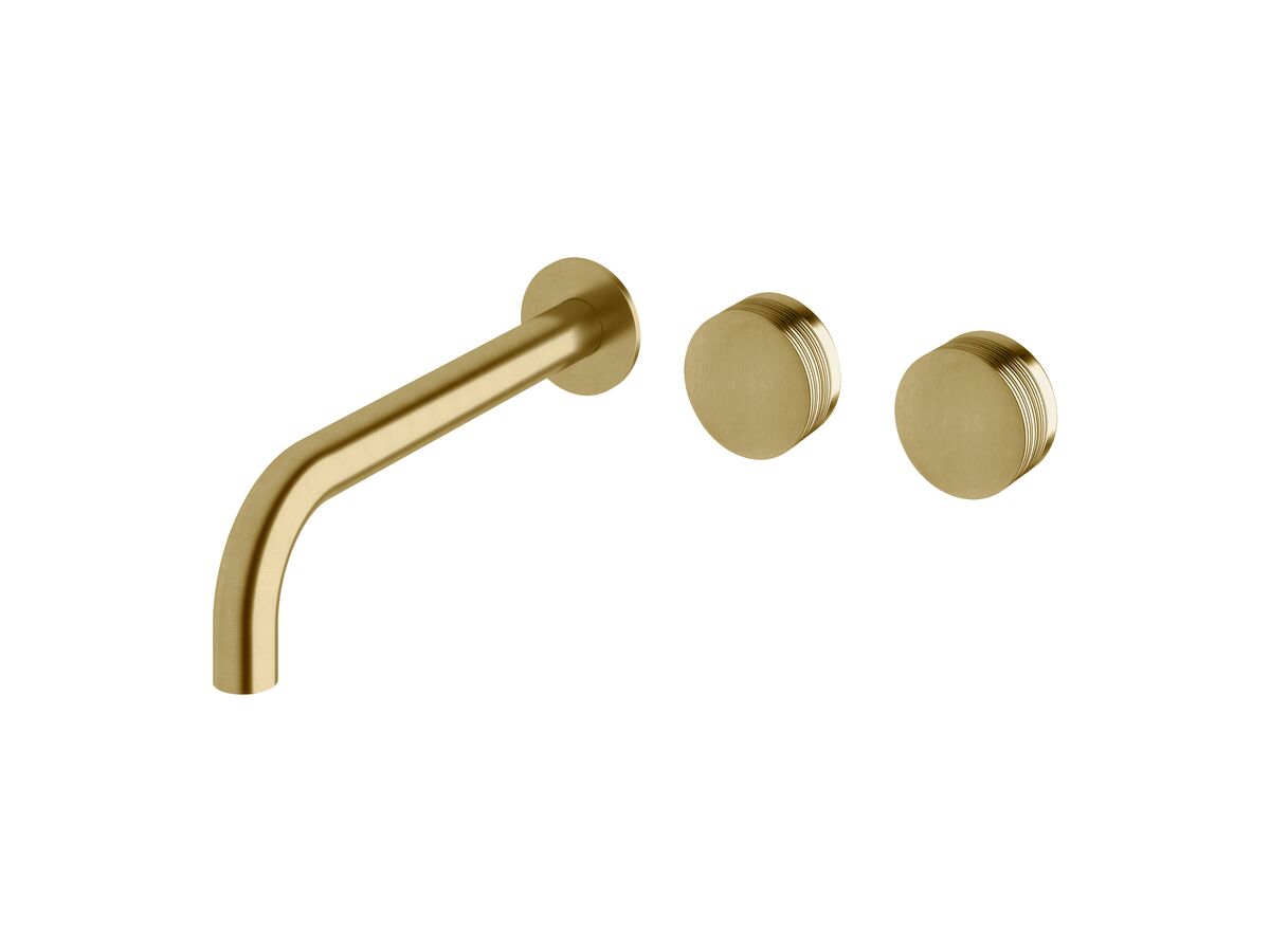 reece Milli Pure Wall Bath Hostess System 250mm Right Hand with Cirque Textured Handles PVD Brushed Gold