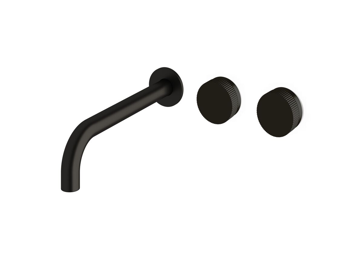 reece Milli Pure Wall Bath Hostess System 250mm Right Hand with Linear Textured Handles PVD Matte Black