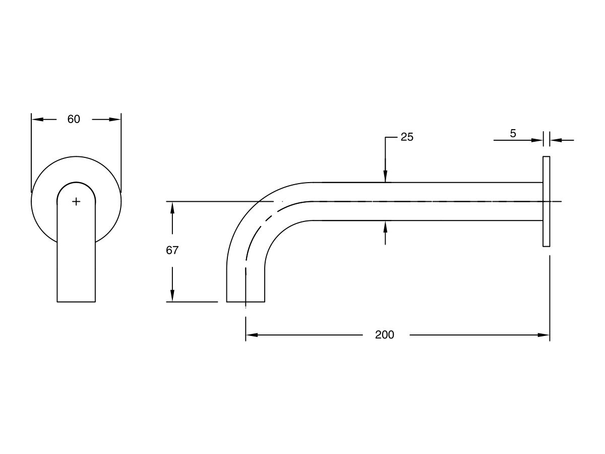 Reece Milli Pure Wall Bath Outlet 200mm Satin Chrome