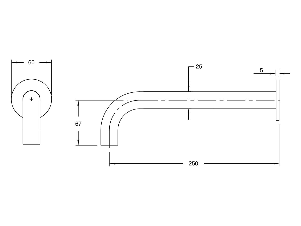 Reece Milli Pure Wall Bath Outlet 250mm PVD Brushed Gold