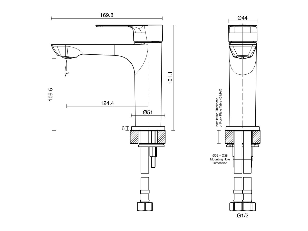 Reece Milli Trace Basin Mixer Brushed Gunmetal (5 Star)