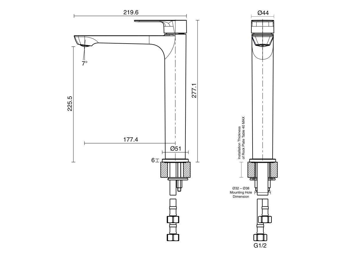 Reece Milli Trace Extended Basin Mixer Brushed Gunmetal (5 Star)