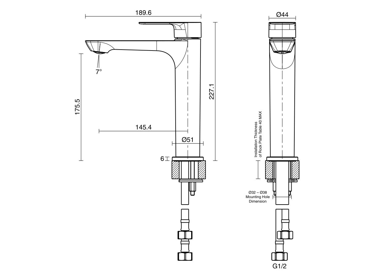 Reece Milli Trace Medium Basin Mixer Tap Chrome (6 Star) Lead Free