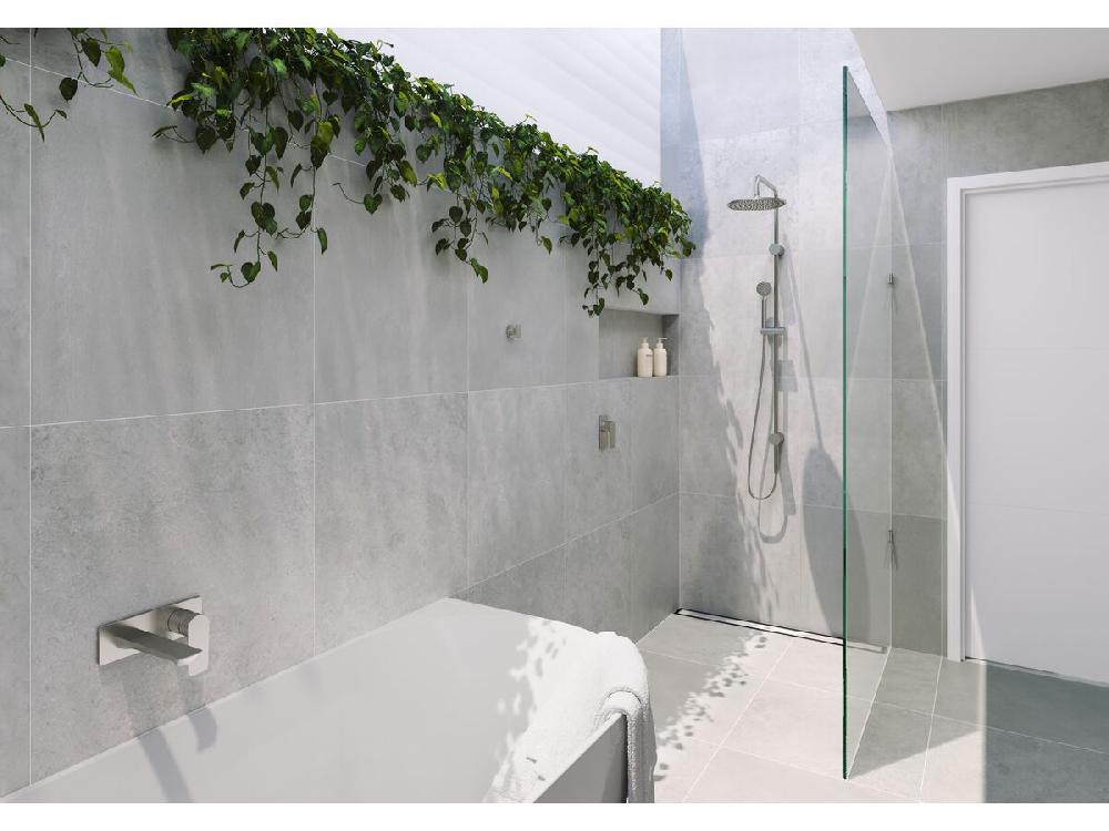 Reece Milli Trace Wall Bath Mixer Set Brushed Nickel