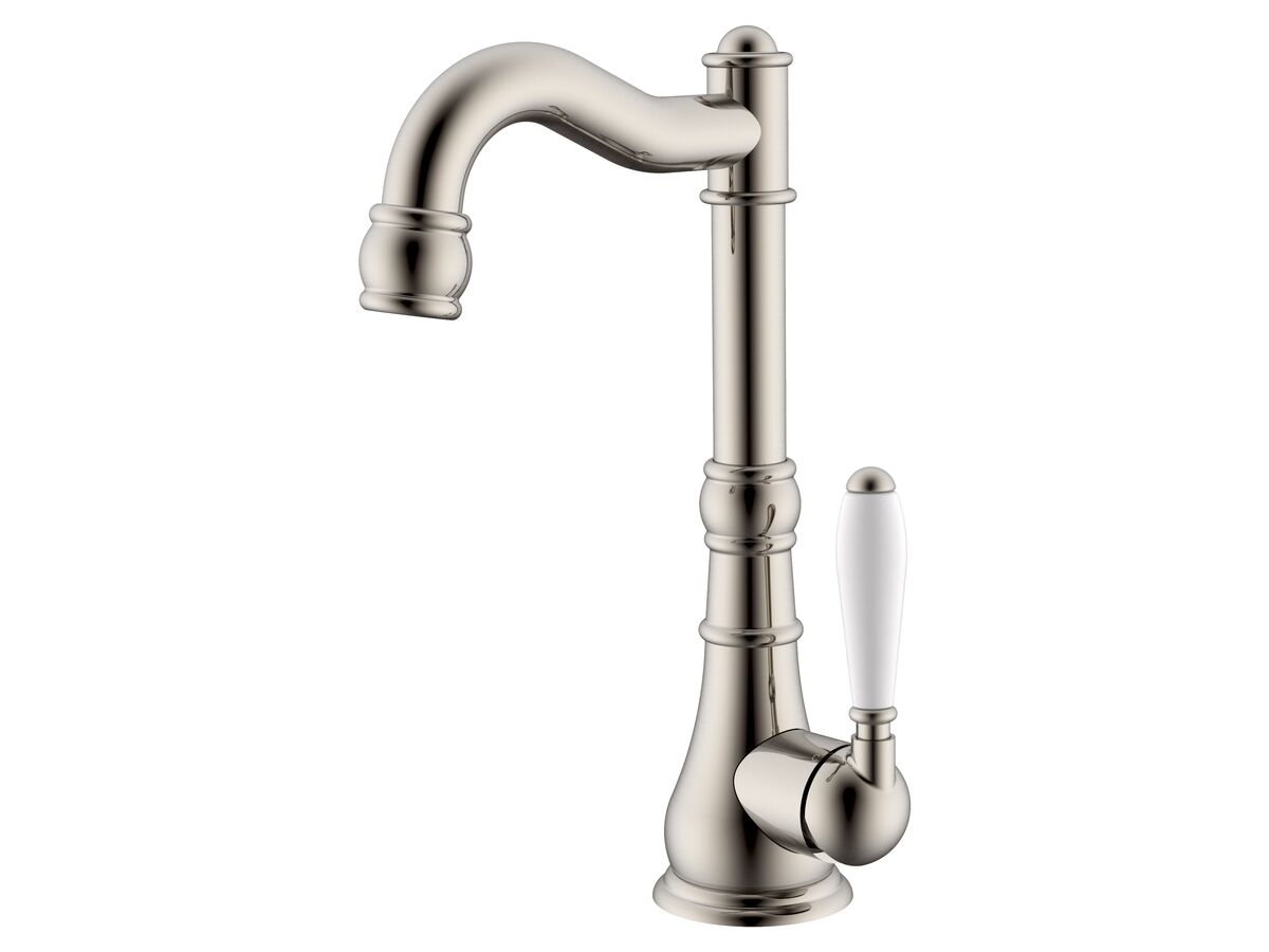 reece Milli Voir English Basin Mixer Porcelain Handles Brushed Nickel (4 Star) Lead Free